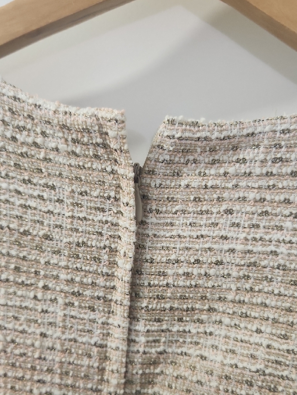 Halston Heritage Beige Tweed Short-Sleeve Shift Dress - Picture 8 of 10